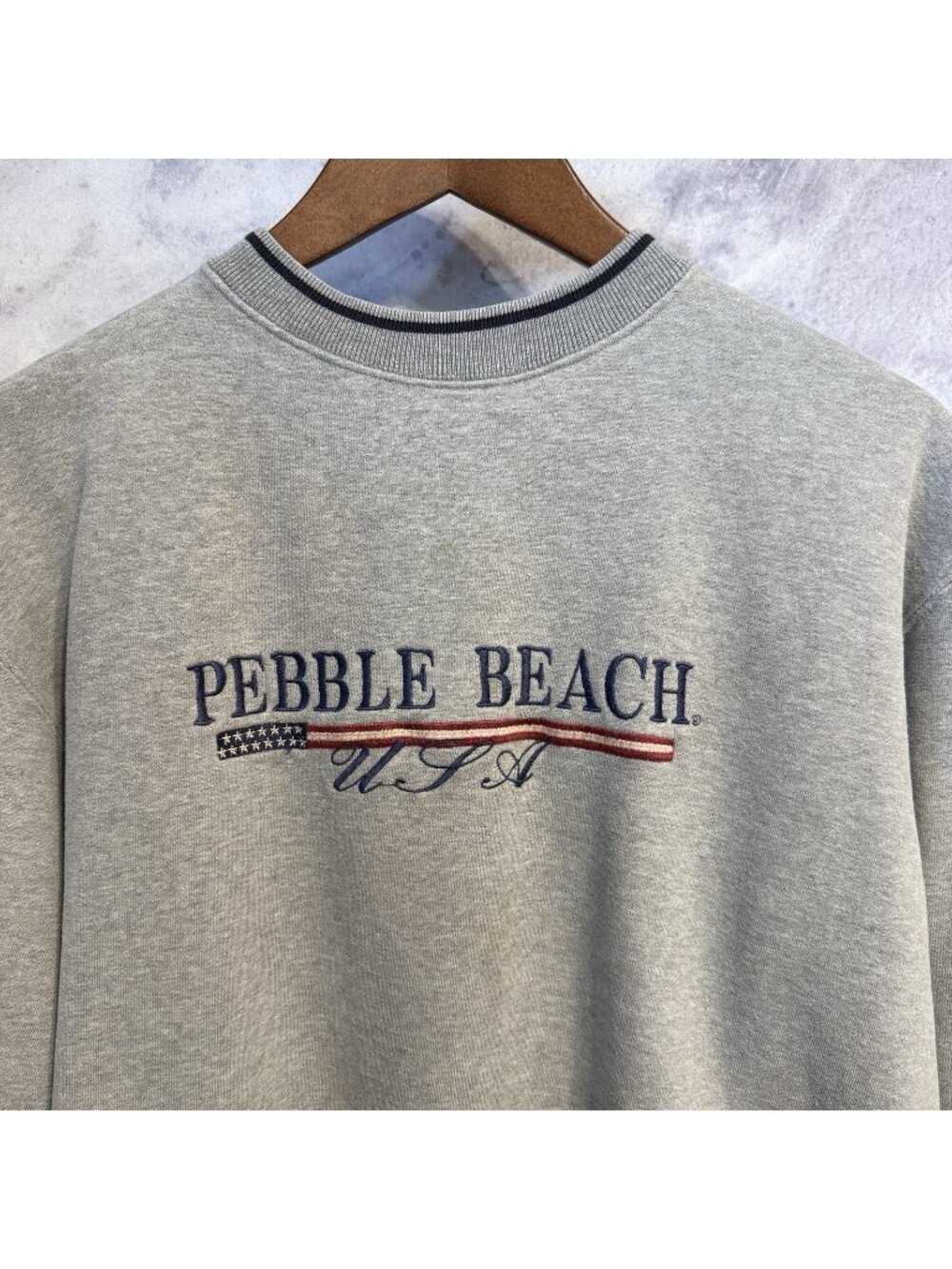 Vintage Pebble Beach USA Sweatshirt Mens Small S Crew Neck Embroidered